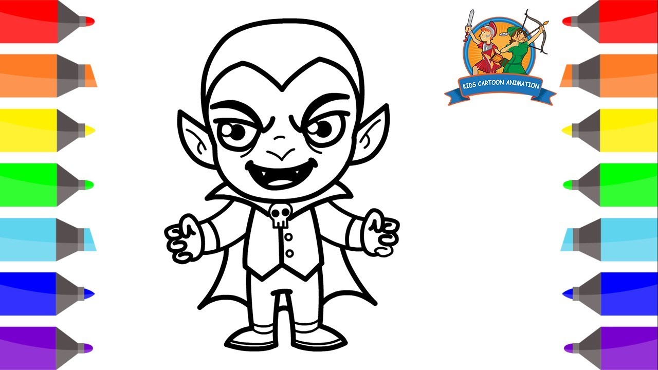 1280x720 how to draw a vampire for kids coloring pages for kids vampire - Cartoon Vampire Drawing