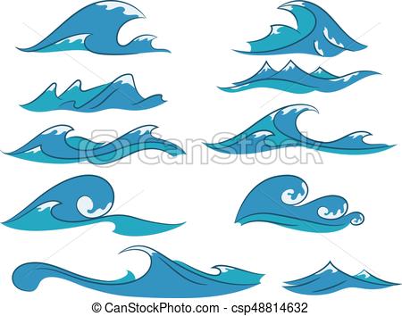 450x354 Cartoon Waves Vector Set Vector Set Of Hand Drawn Cartoon Ocean - Cartoon Wave Drawing