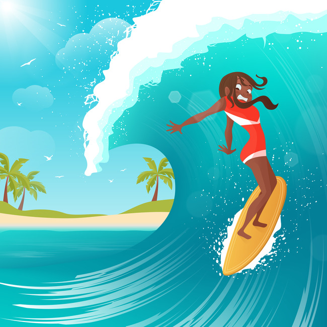 650x650 Design Surfer Art Moon, Cartoon, Wave, Drawing Background Image - Cartoon Wave Drawing