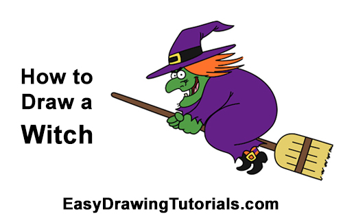 500x315 How To Draw A Cartoon Witch Video Step - Cartoon Witch Drawing