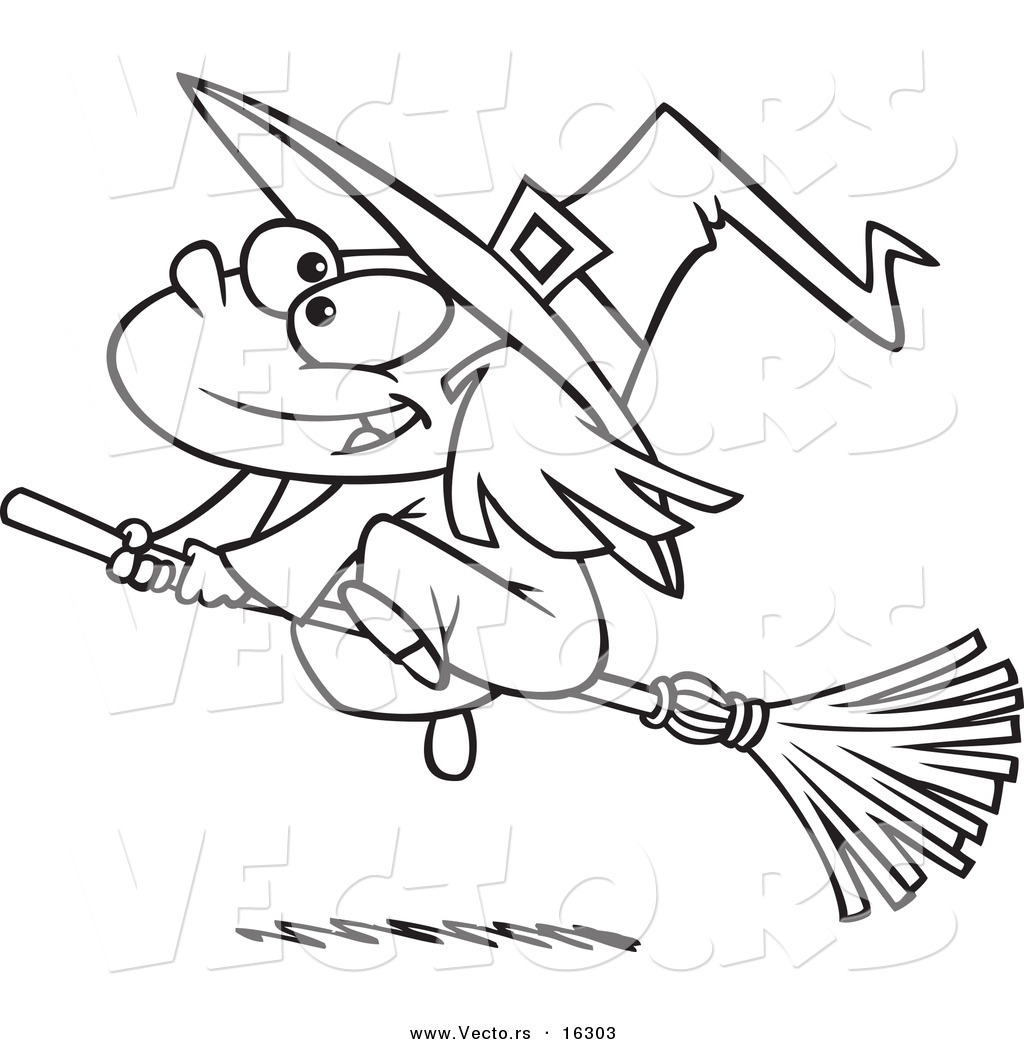 1024x1044 Vector Of A Cartoon Flying Girl Witch - Cartoon Witch Drawing
