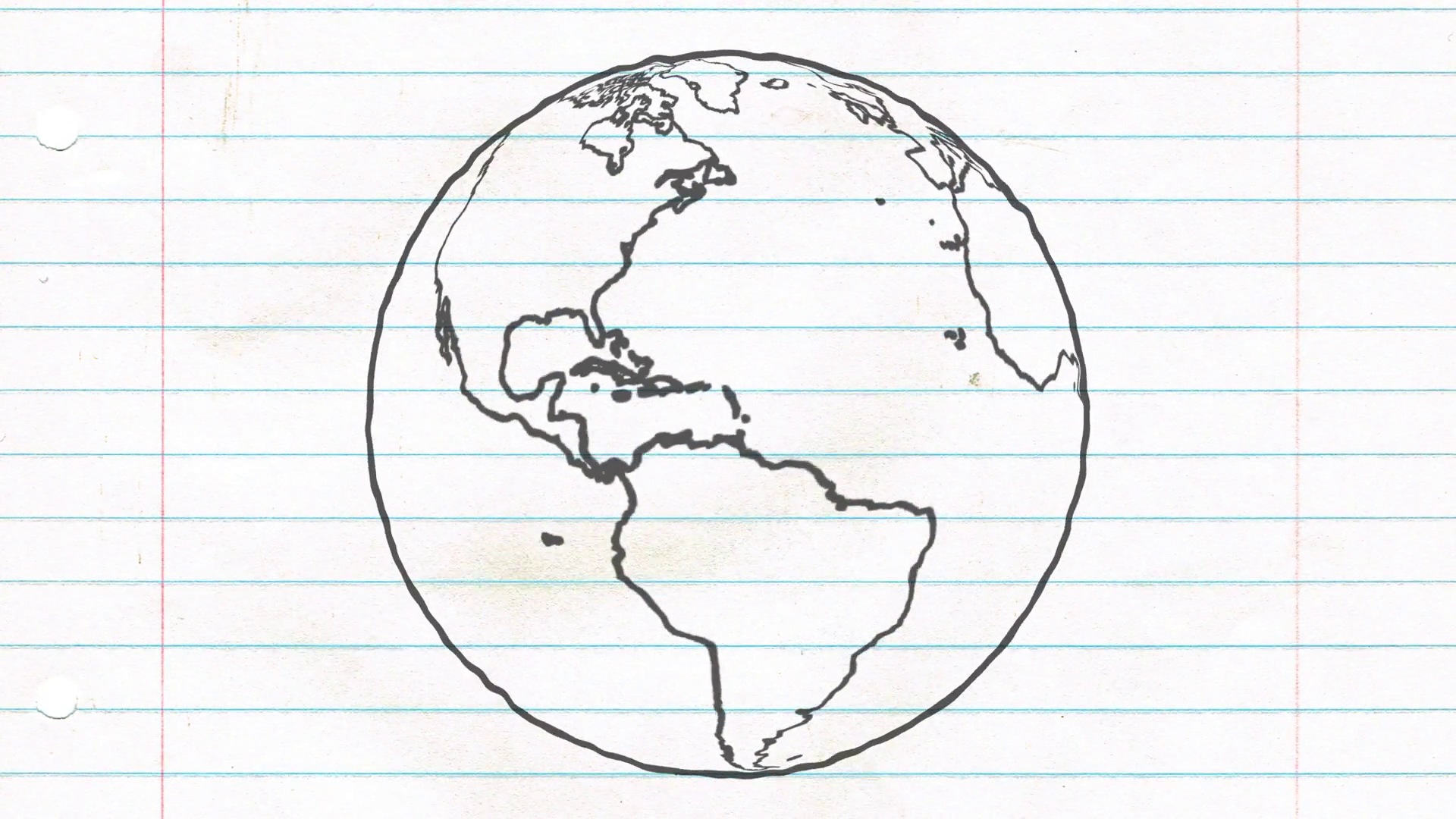 1920x1080 earth drawing paper cartoon hand drawn animation spinning globe - Cartoon World Drawing