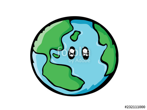 500x375 Earth Drawing World Map Or Globe In Doodles Style Cartoon - Cartoon World Drawing