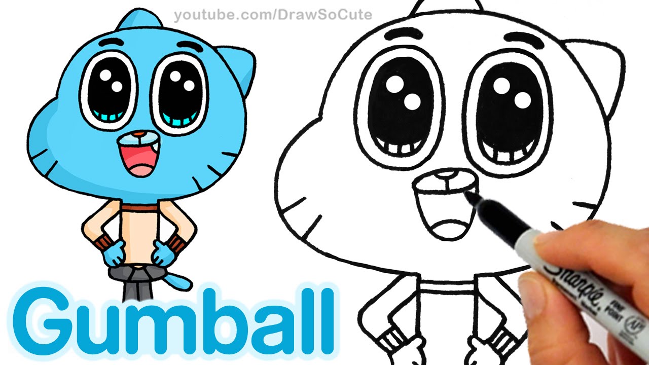 1280x720 how to draw gumball watterson step - Cartoon World Drawing