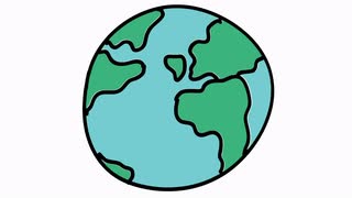 320x180 World Map Icon Cartoon Illustration Hand Drawn Animation - Cartoon World Drawing