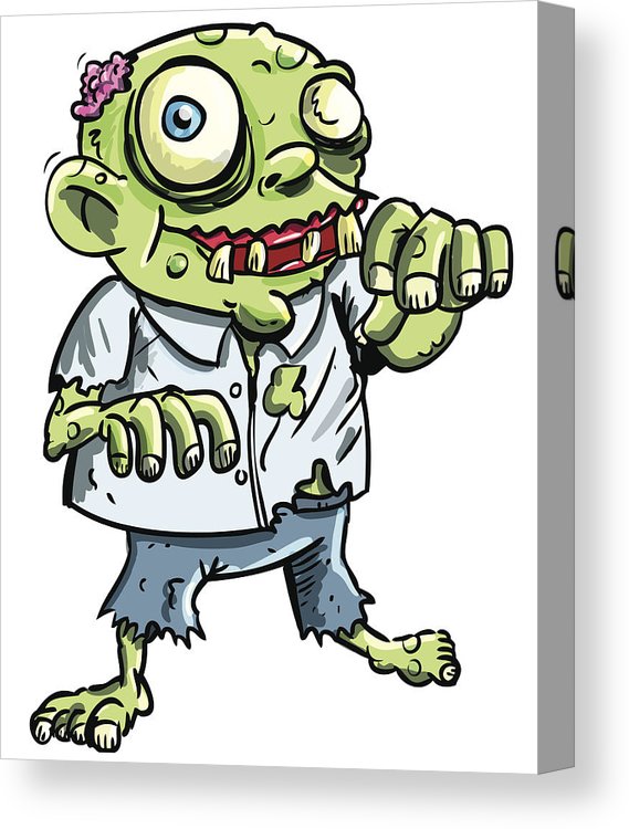 569x750 Cartoon Zombie With A Grotesque Eye Canvas Print Canvas Art - Cartoon Zombie Drawing