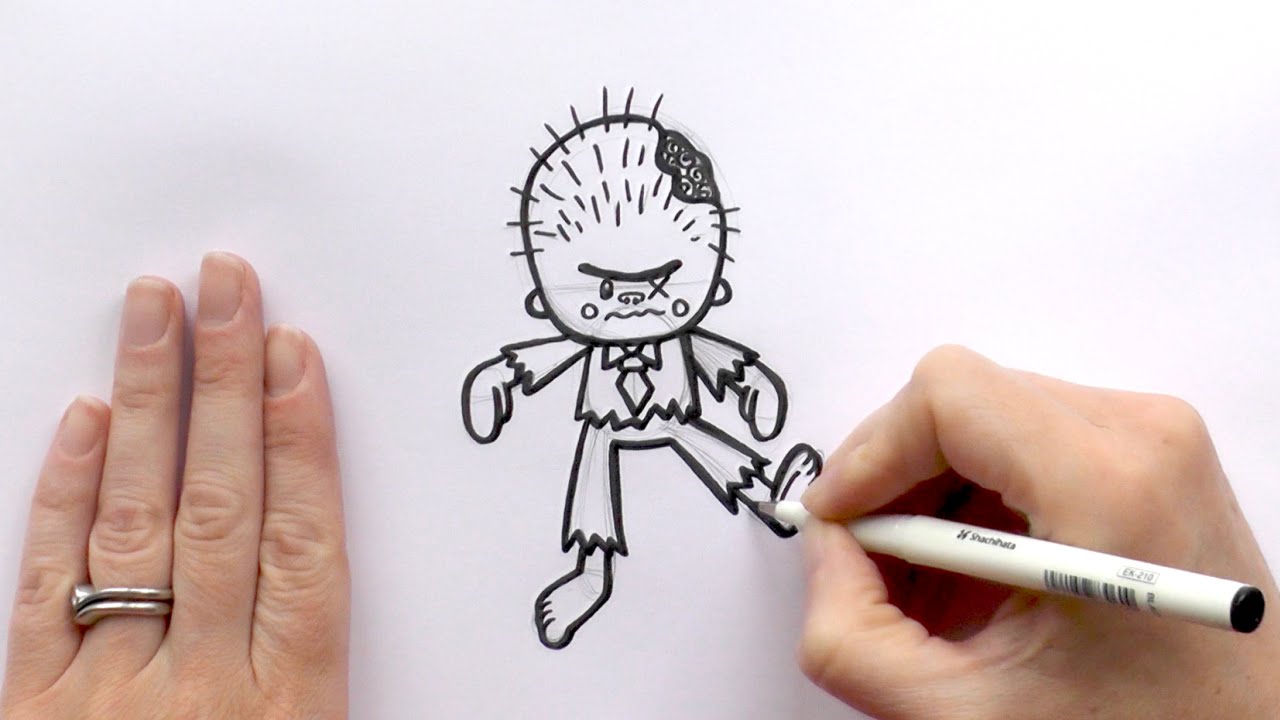 1280x720 How To Draw A Cartoon Zombie For Halloween - Cartoon Zombie Drawing