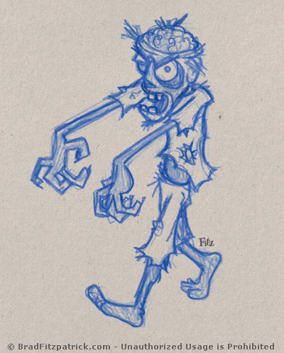 400x496 A Creepy Zombie Drawing - Cartoon Zombie Drawing