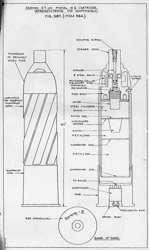 498x835 German Kampfpistole He Cartridge - Cartridge Drawing