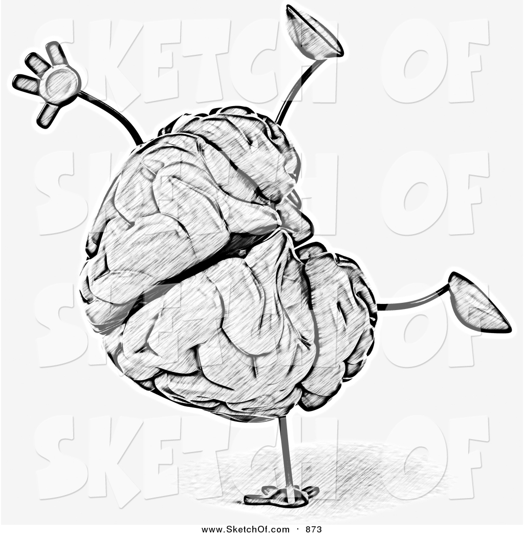 1024x1044 Drawing Of A Sketched Brain Character Doing A Cartwheel - Cartwheel Drawing