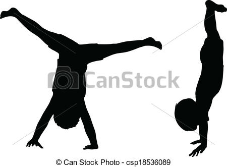 450x331 Kids Silhouettes Isolated On White Vector Kids - Cartwheel Drawing
