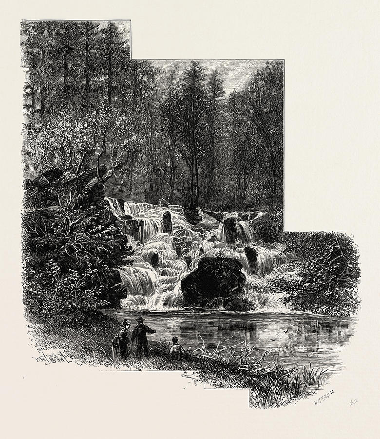 780x900 the cascade, virginia water, windsor, uk drawing - Cascade Drawing