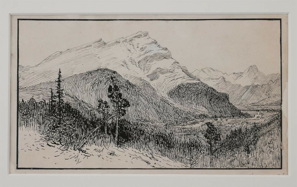 1000x630 william sproston caine orig ink drawing cascade mountain canadian - Cascade Drawing