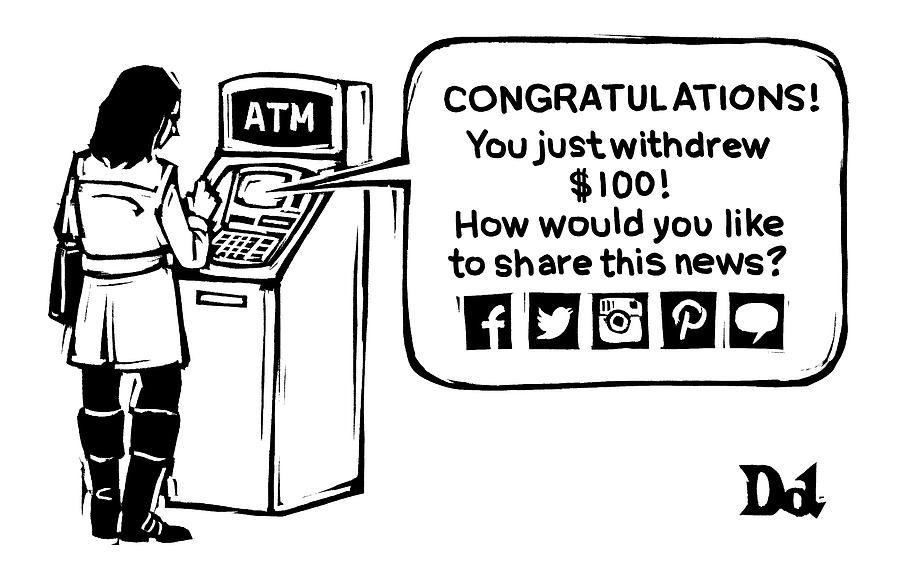 900x577 an atm machine prompts a woman to share her cash drawing - Cash Drawing