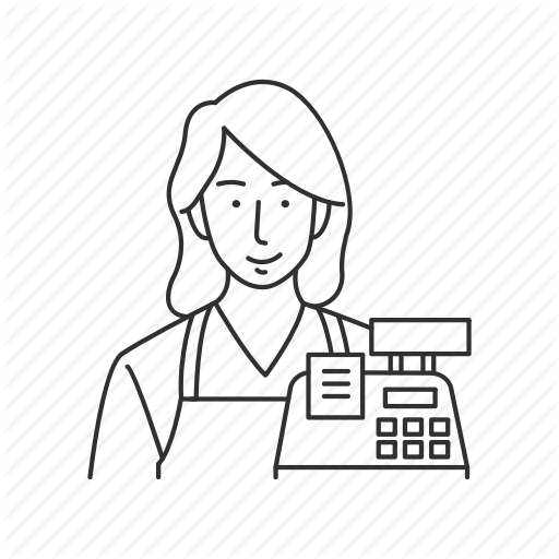 512x512 cashier, clerk, female, female cashier, female clerk, profession - Cashier Drawing