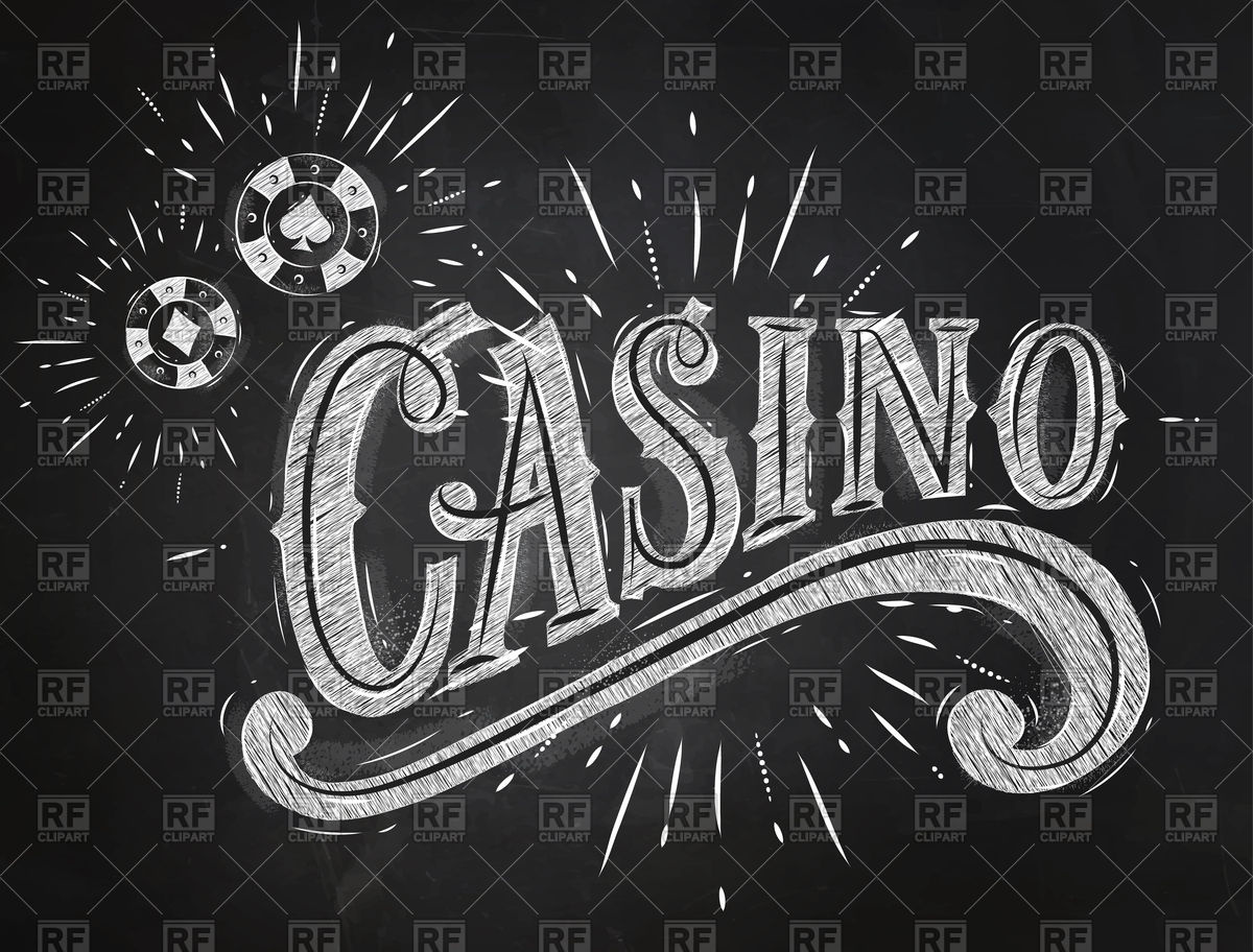 1200x912 Casino Sign With Playing Chips Drawing With Chalk On Chalkboard - Casino Drawing