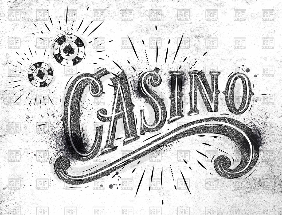 1200x915 casino sign with playing chips drawing with coal vector image - Casino Drawing