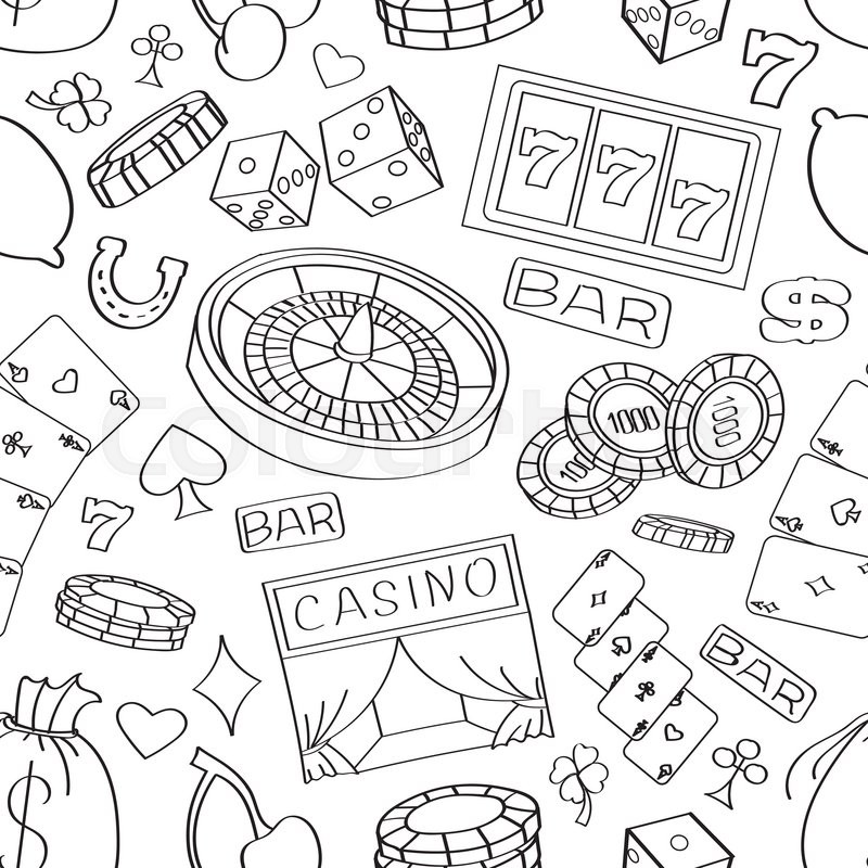 800x800 Doodle Casino Hand Drawn Pattern With Stock Vector Colourbox - Casino Drawing