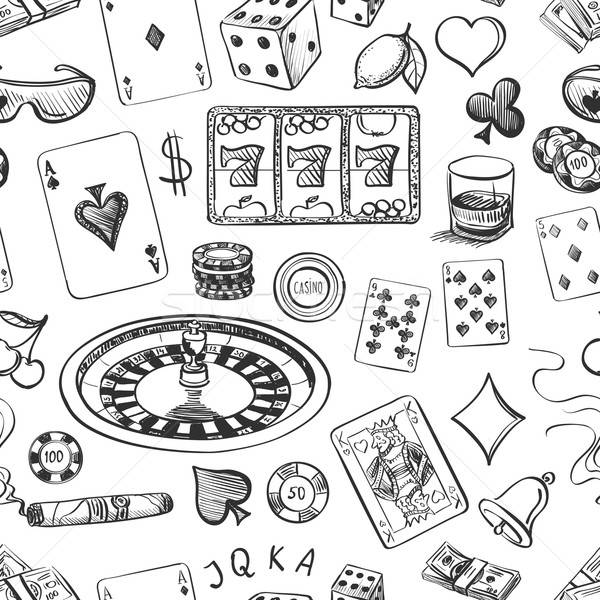 600x600 Seamless Casino Hand Drawn Pattern Vector Illustration Igor - Casino Drawing