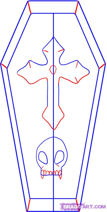450x889 draw a coffin, step - Casket Drawing