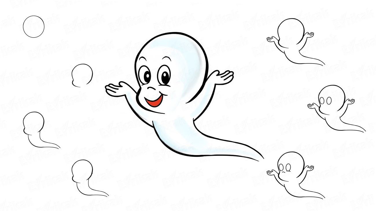 1300x731 learn to draw a ghost casper from the same named movie - Casper Drawing