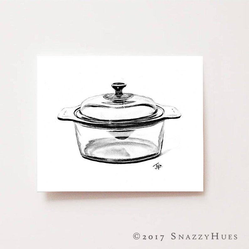 794x794 kitchen art print vintage casserole giclee etsy - Casserole Drawing