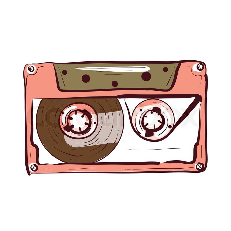 800x800 illustration of retro hand drawn audio stock vector colourbox - Cassette Drawing