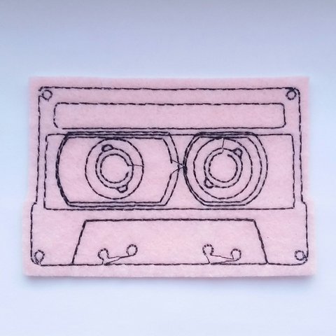 480x480 light pink cassette tape iron on embroidered patch pink - Cassette Drawing