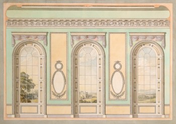 350x246 design for wall with two doors, queen charlotte's drawing room - Castle Door Drawing