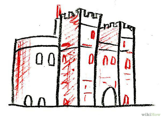 670x491 Draw A Medieval Castle Step - Castle Door Drawing