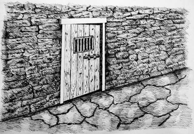 640x444 drawing from the unexpected traveler dungeon in malgon castle mt - Castle Door Drawing