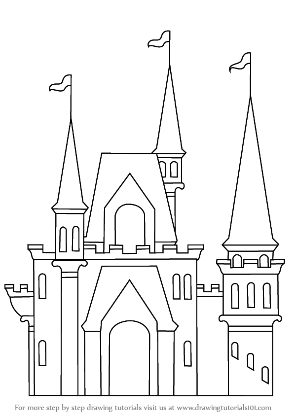 598x844 Learn How To Draw A Castle For Kids - Castle Drawing