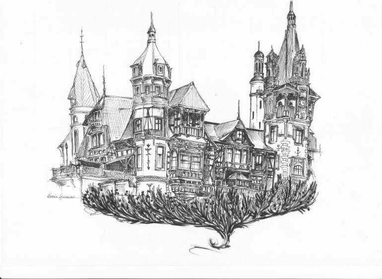 770x562 The Floating Castle Drawing - Castle Drawing