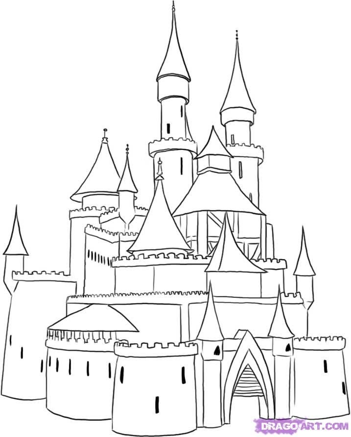 717x892 cartoon castle how to draw a medieval castle step drawing - Castle Drawing