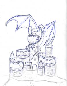 233x302 How To Draw A Dragon And Castle, Step - Castle Drawing Easy