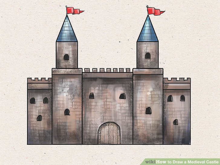 728x546 How To Draw A Medieval Castle Steps - Castle Drawing Easy