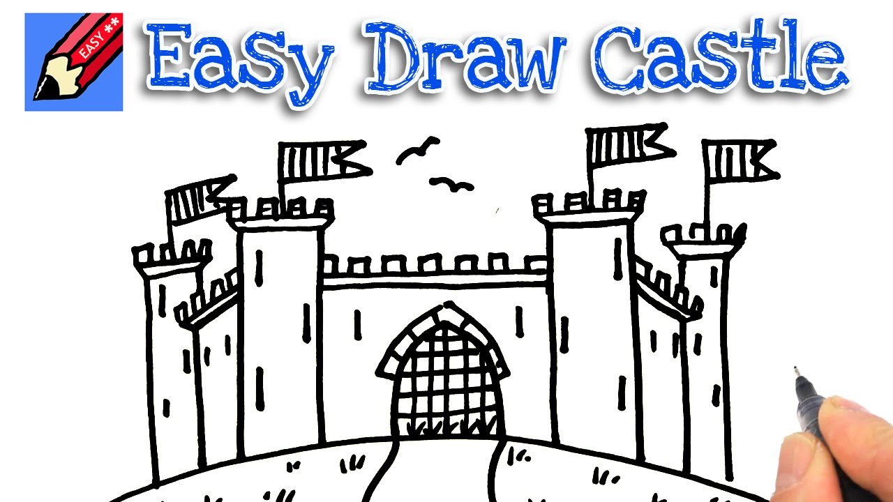 1280x720 How To Draw A Castle Real Easy For Kids And Beginners - Castle Drawing Easy