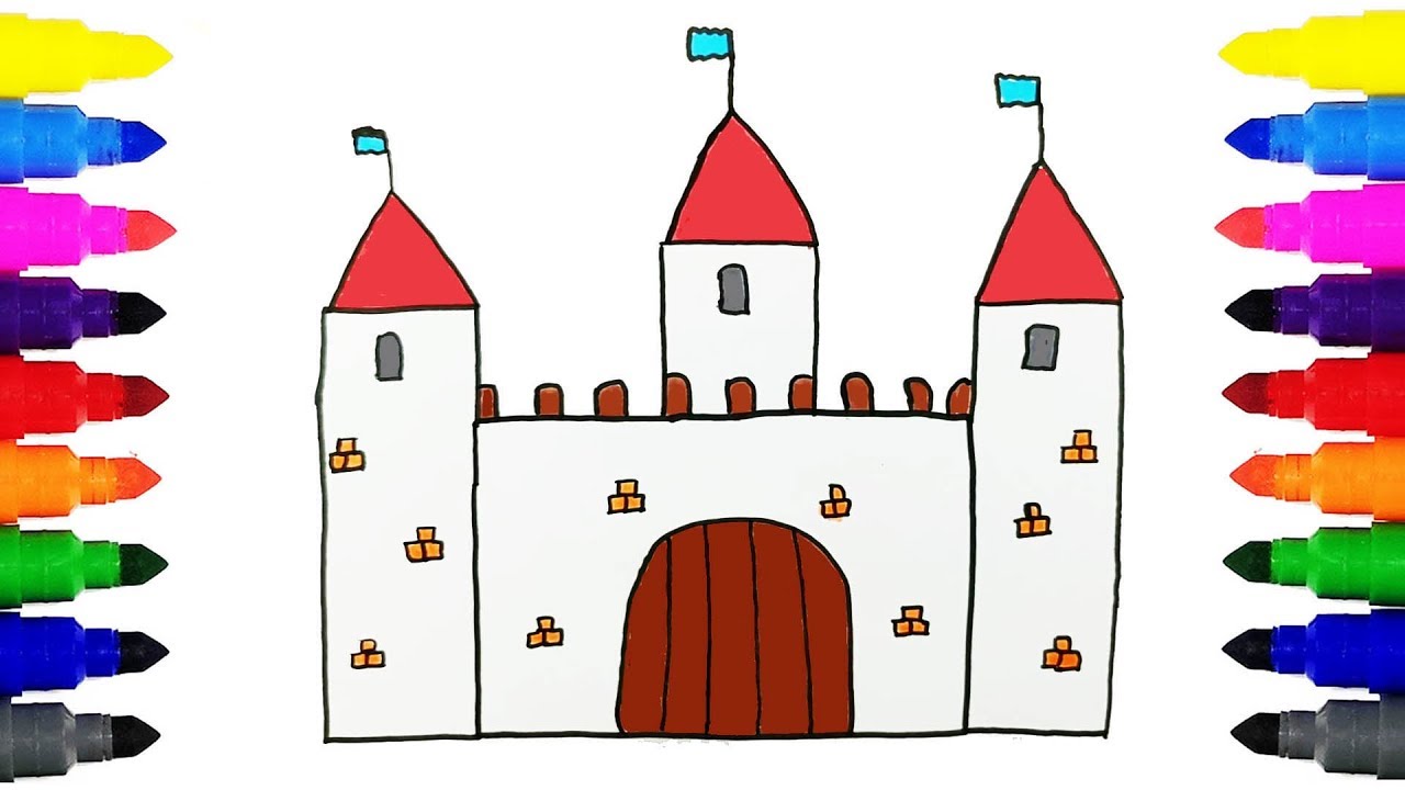 1280x720 How To Draw Castle For Kids - Castle Drawing For Kids