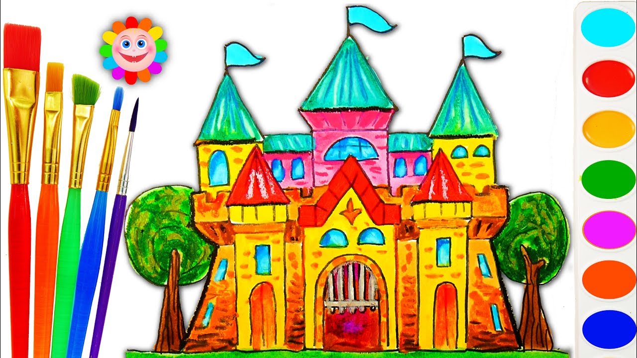 1280x720 Huge Collection Of 'children Art Drawing' Download More Than - Castle Drawing For Kids