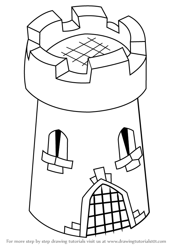 598x844 Learn How To Draw Castle Tower For Kids - Castle Drawing For Kids