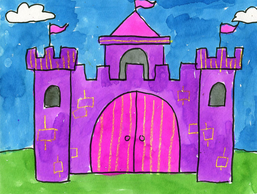 858x650 Paint A Watercolor Castle Art Projects For Kids - Castle Drawing For Kids