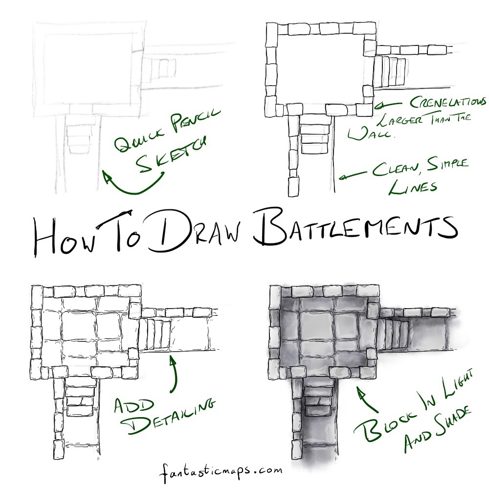 1000x1000 How To Draw A Castle Wall - Castle Drawing Images