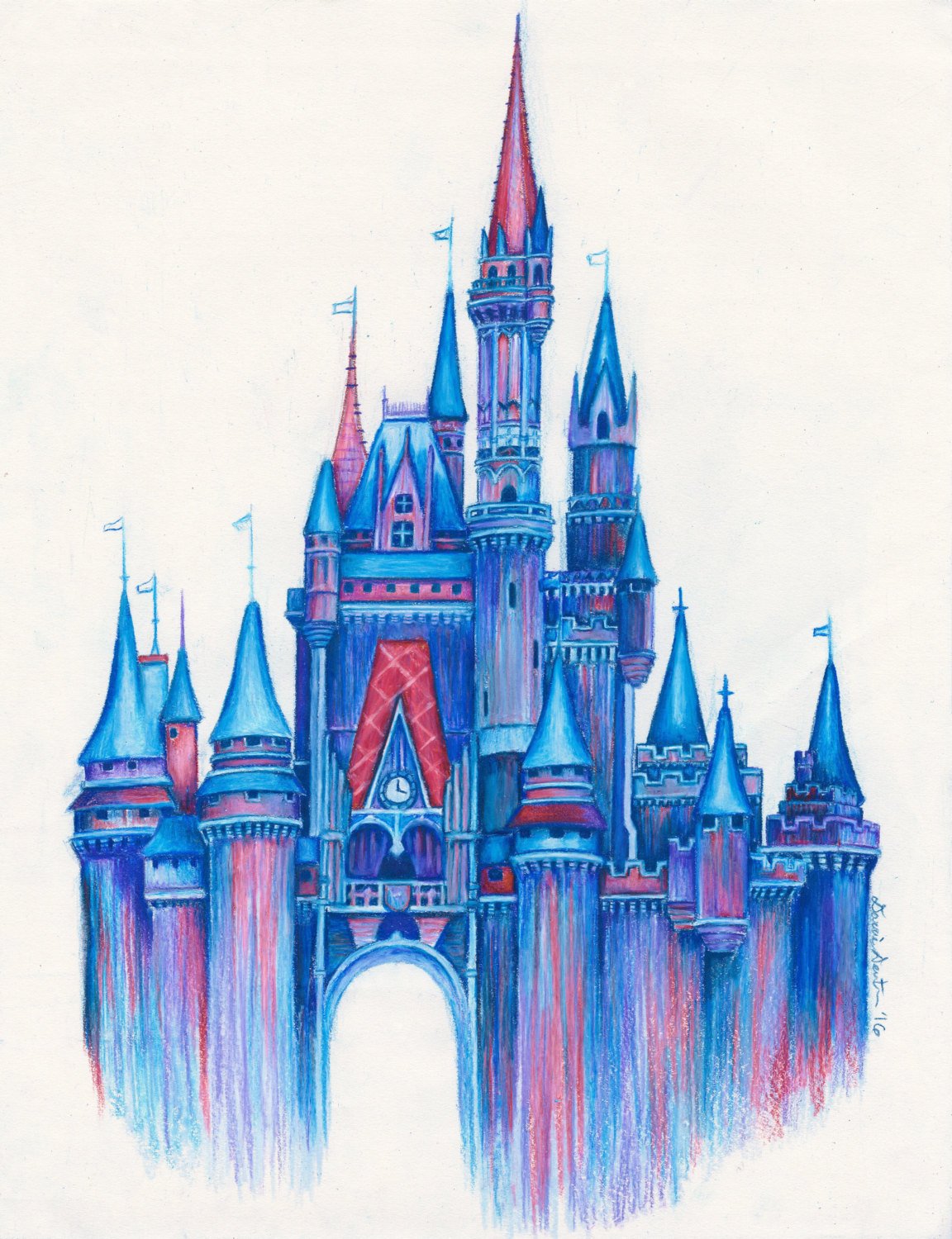 1152x1500 Magic In The Airdisney Castle Art Printcolorful Disney Etsy - Castle Drawing Images