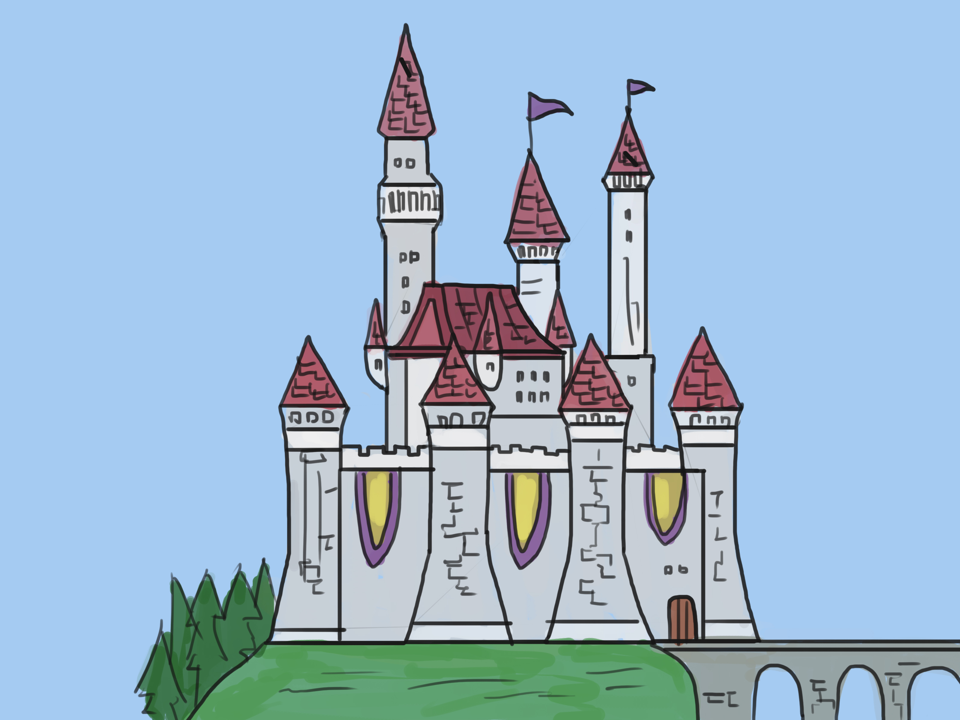 3200x2400 Ways To Draw A Castle - Castle Drawing Images