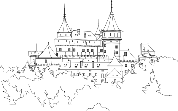 600x373 Castle Outline Clip Art - Castle Drawing Outline