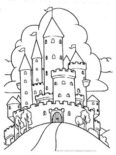 236x315 draw castle white line drawing of a path leading to a castle - Castle Drawing Outline