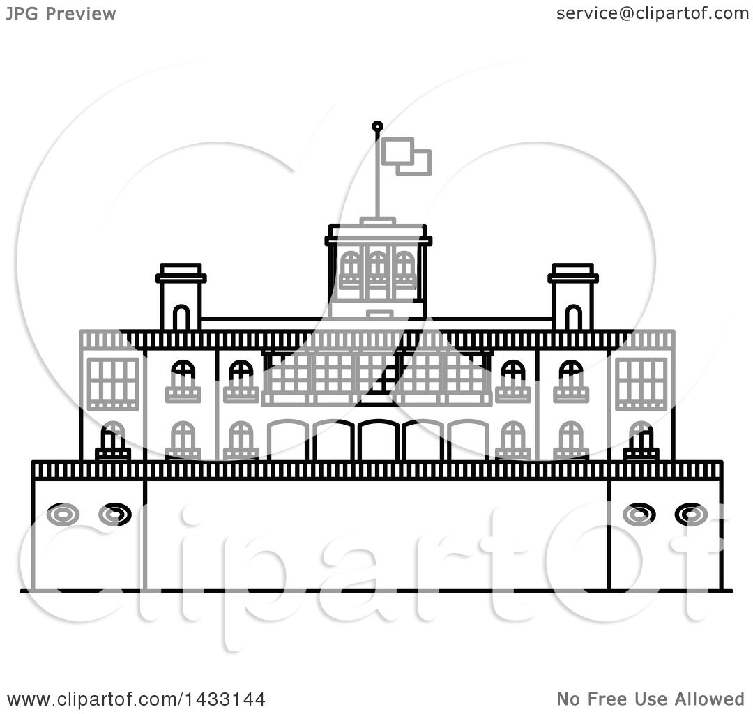 1080x1024 Clipart Of A Black And White Line Drawing Styled Mexican Landmark - Castle Line Drawing
