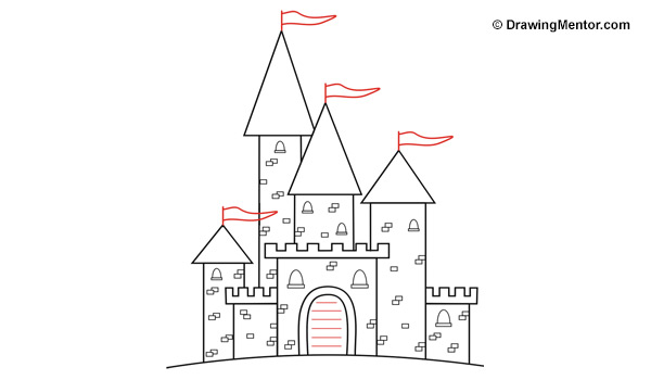 600x350 How To Draw A Castle - Castle Line Drawing