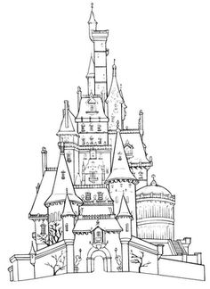 236x324 Disney Disney Coloring Pages, Cinderella - Castle Line Drawing