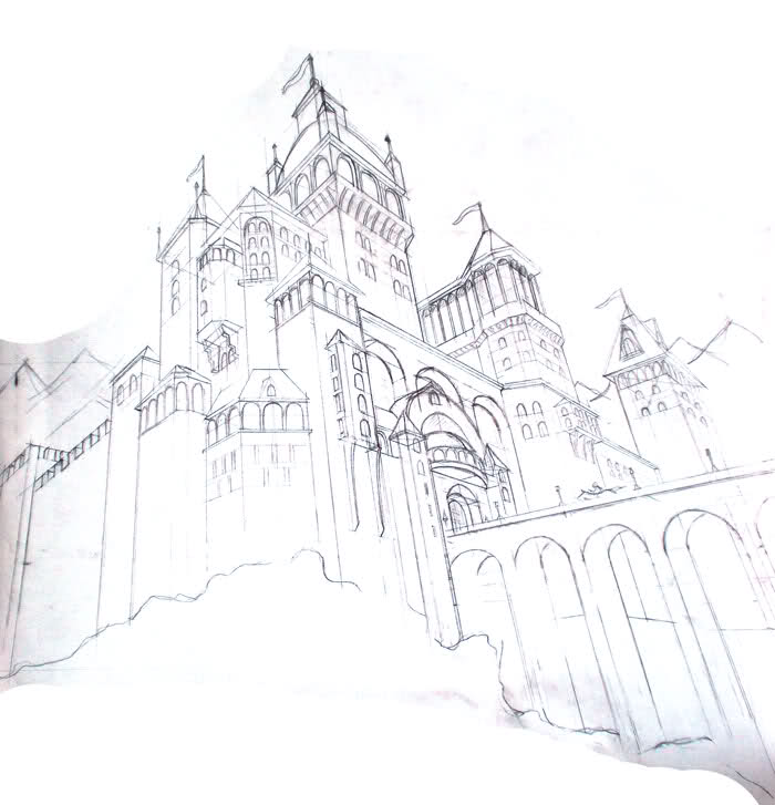 700x727 Ross Koball Castle Line Drawing - Castle Line Drawing